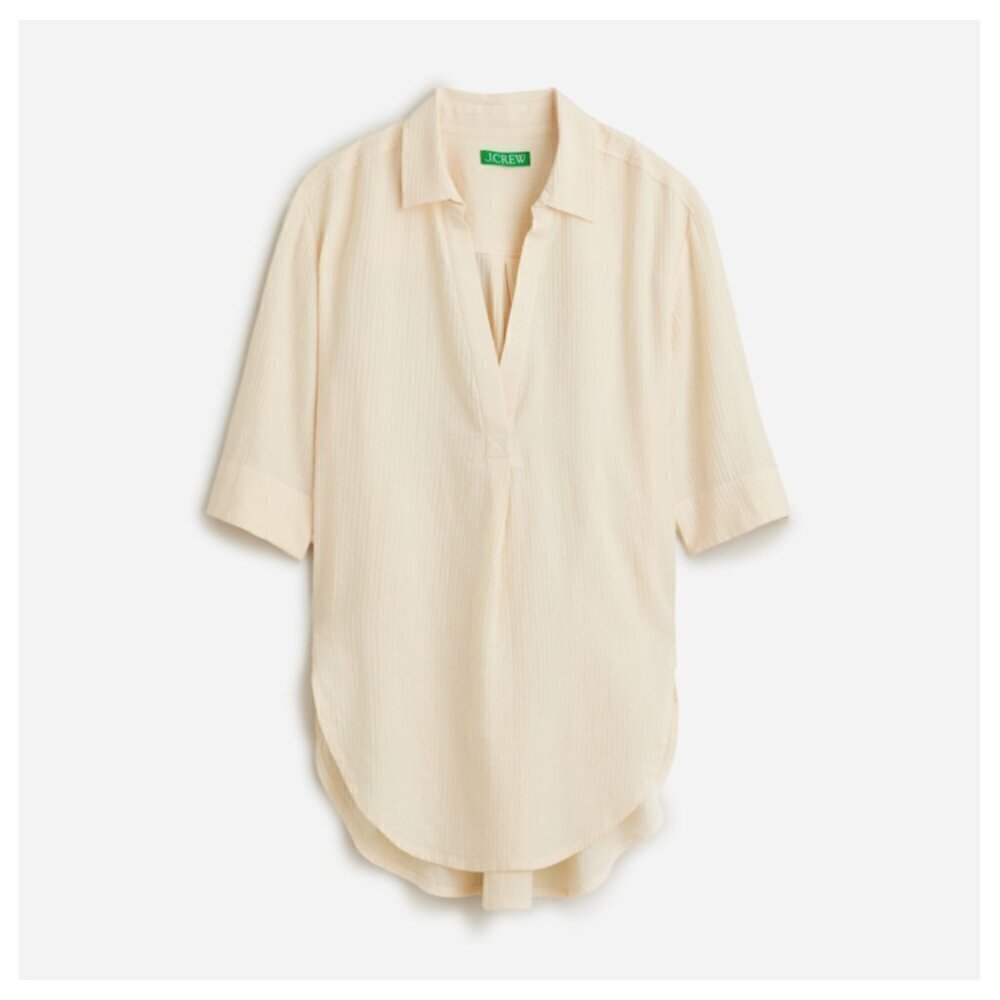 J. Crew V-Neck Lightweight Popover Shirt Airy Gauze Warm Sesame Yellow Size XS